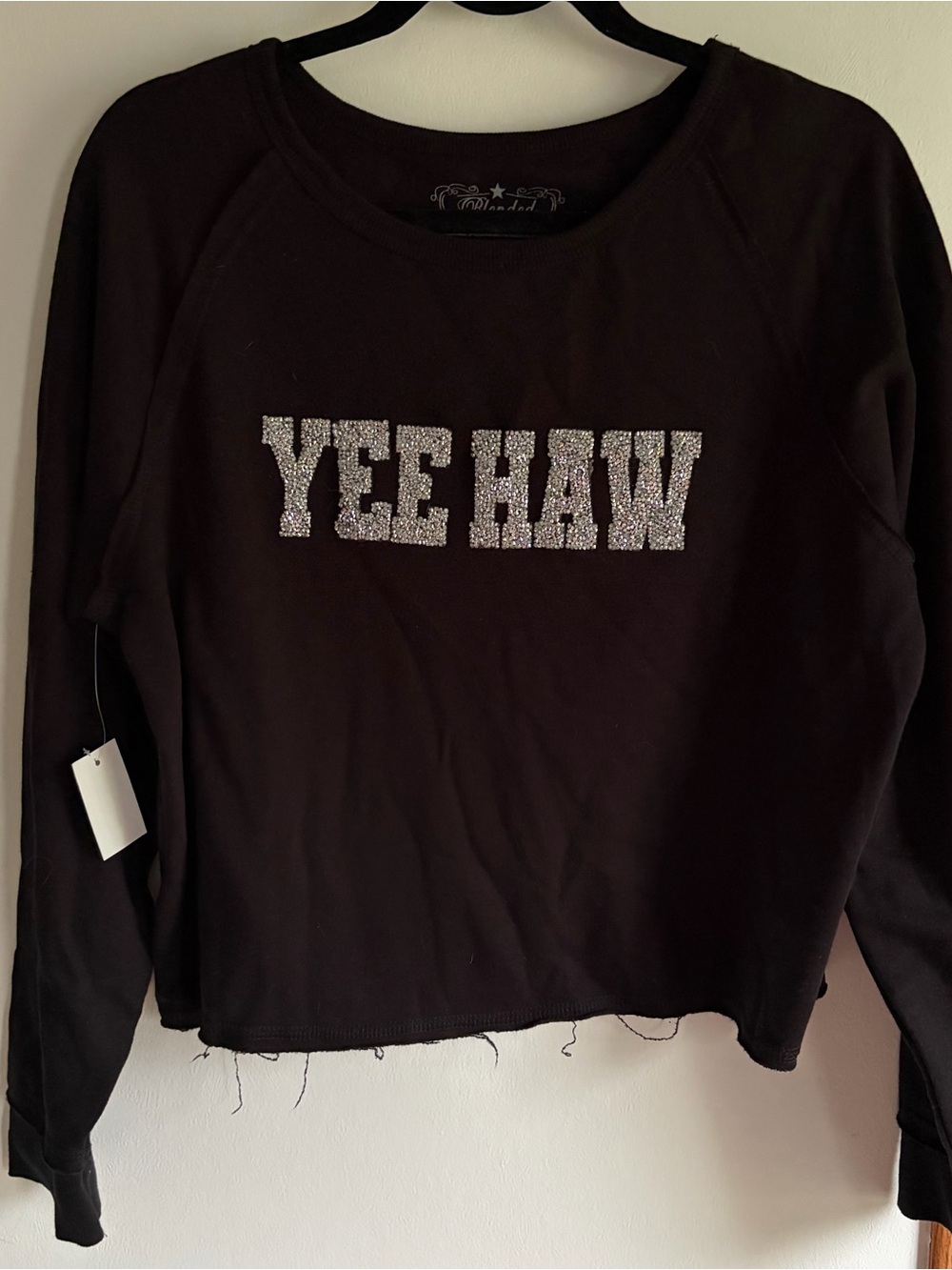 “YEE HAW" Black Glitter Graphic Top